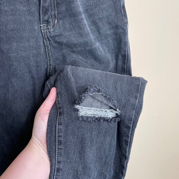 Nordstrom BP Womens High Rise Mom Jeans‎ Size 26 Black Ripped Cotton - Picture 6 of 10